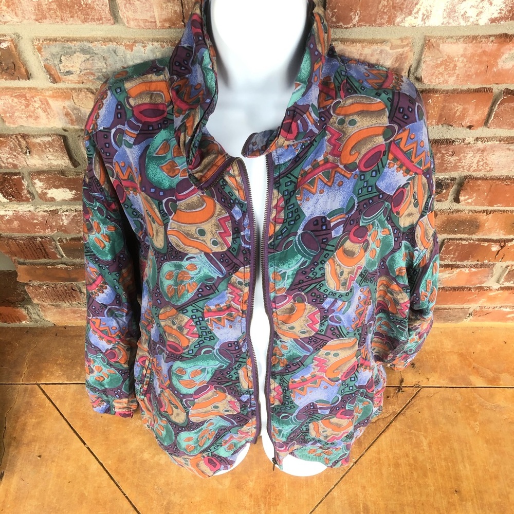 Mureli 100% silk zip front jacket size large - Picture 6 of 9